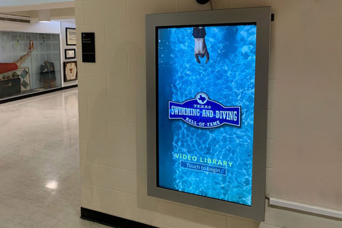 interactive touch screen in school hallway