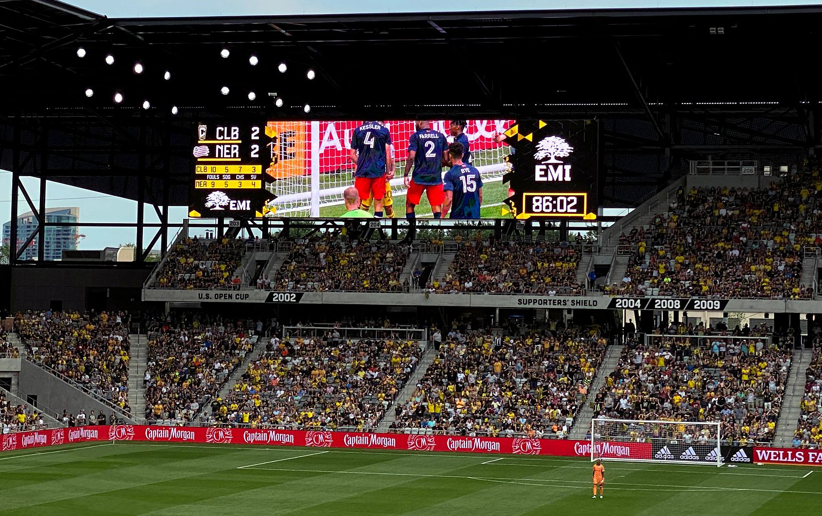 large format video display in soccer stadium