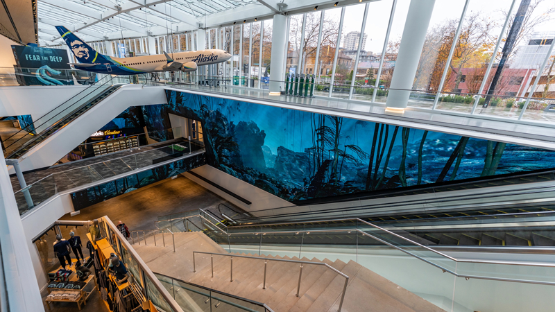 immersive LED video in Climate Pledge Arena lobby