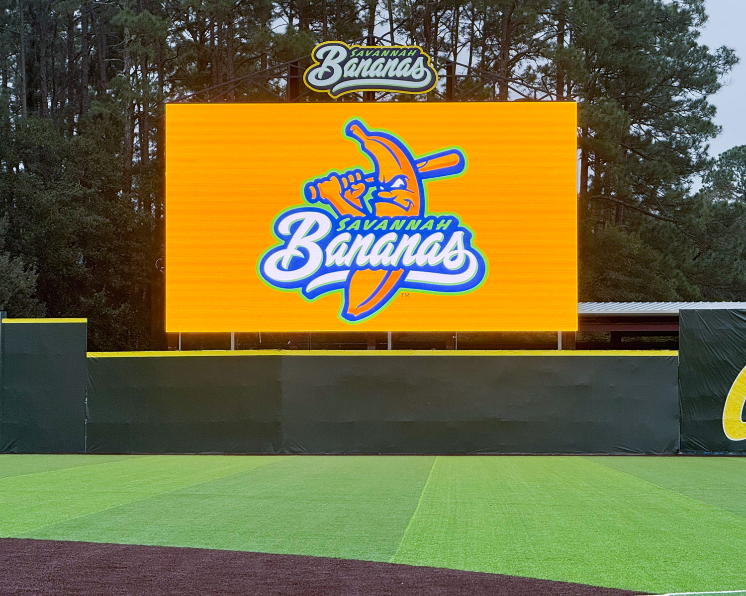 jumbotron in Savannah Bananas baseball stadium