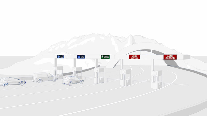 digital signage above toll booths